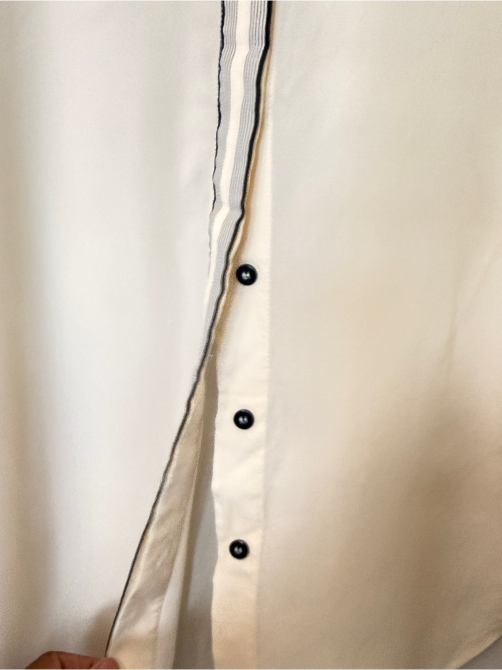 Reiss Bailey Side Striped Blouse Button Down Long Sleeve Cream Size 2 - Picture 7 of 15